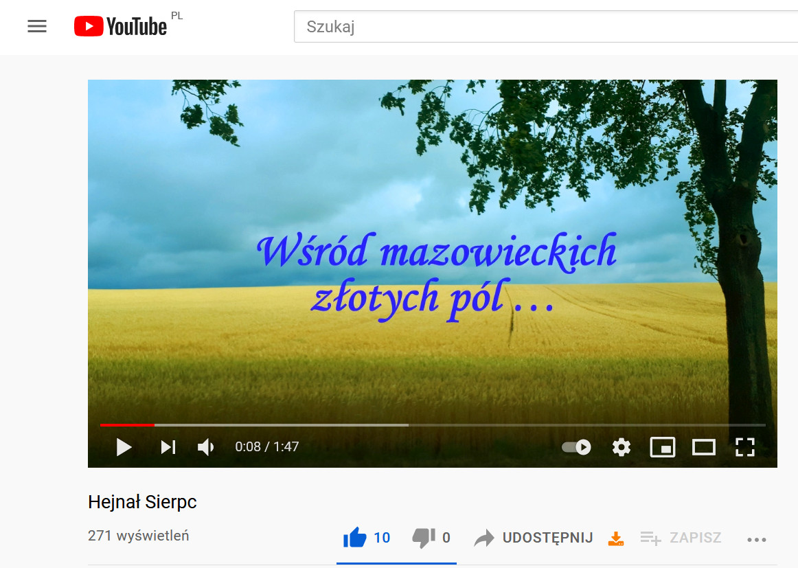Hejna Sierpca dostpny na kanale YouTube