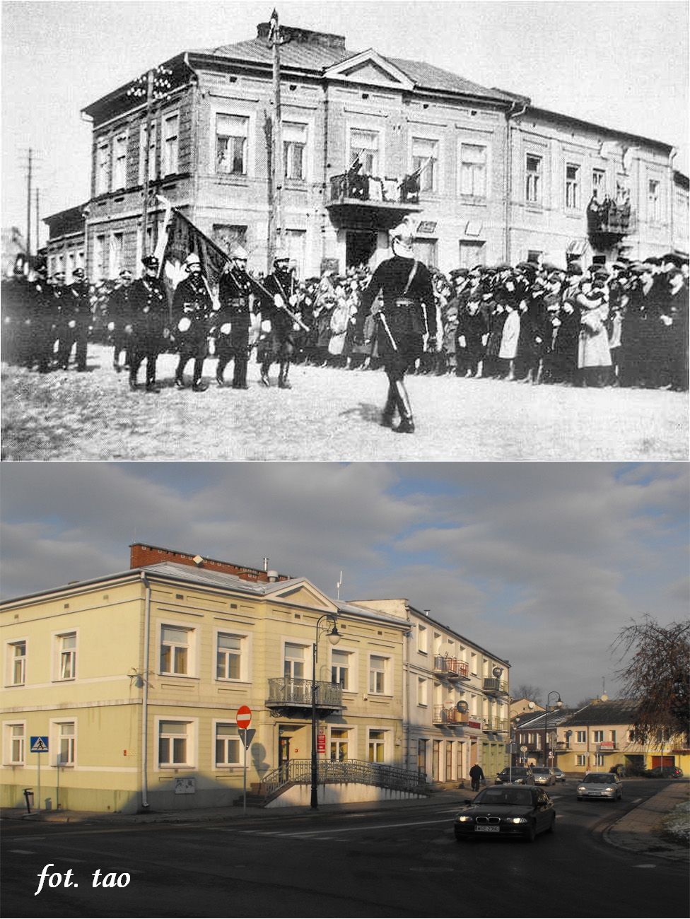 Widok na kamienic Jakuba Szlakmana przy Starym Rynku, obecnie Plac Kardynaa Wyszyskiego (fot. z pocztku XX wieku i w 2011 roku).