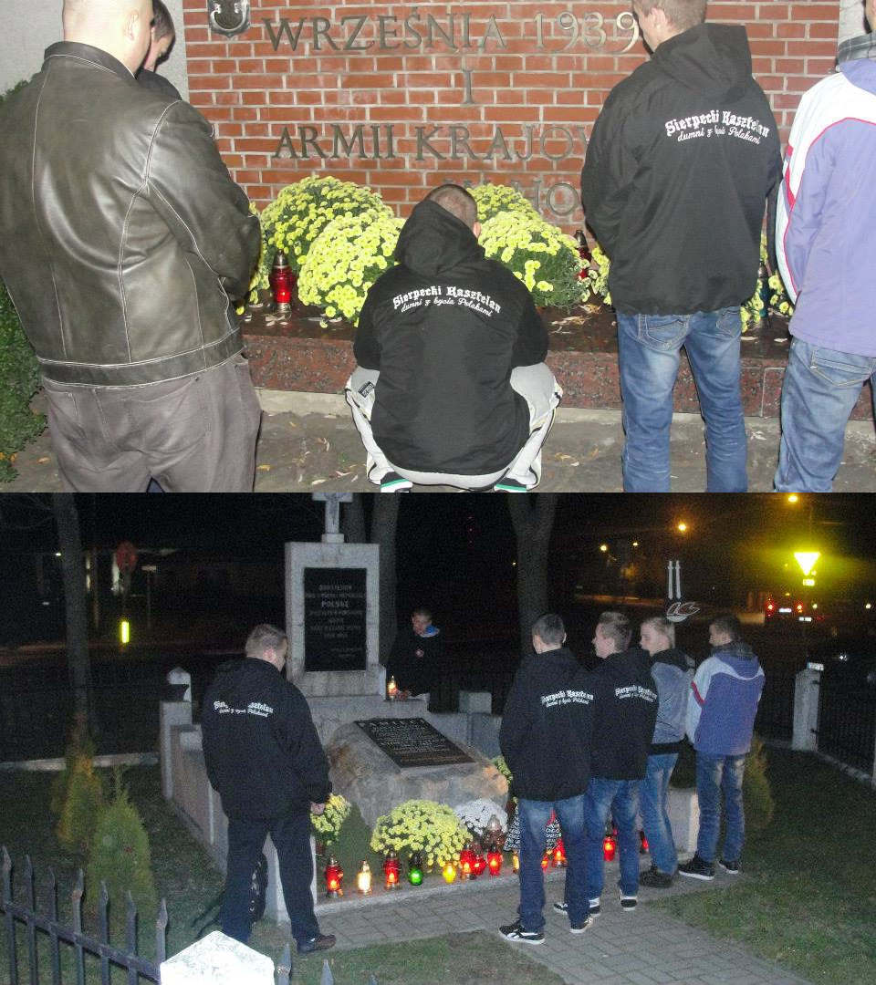 Kibice Kasztalana Sierpc w dniu Wszystkich witych odwiedzili sierpeckie miejsca pamici, 1.11.2013 r.