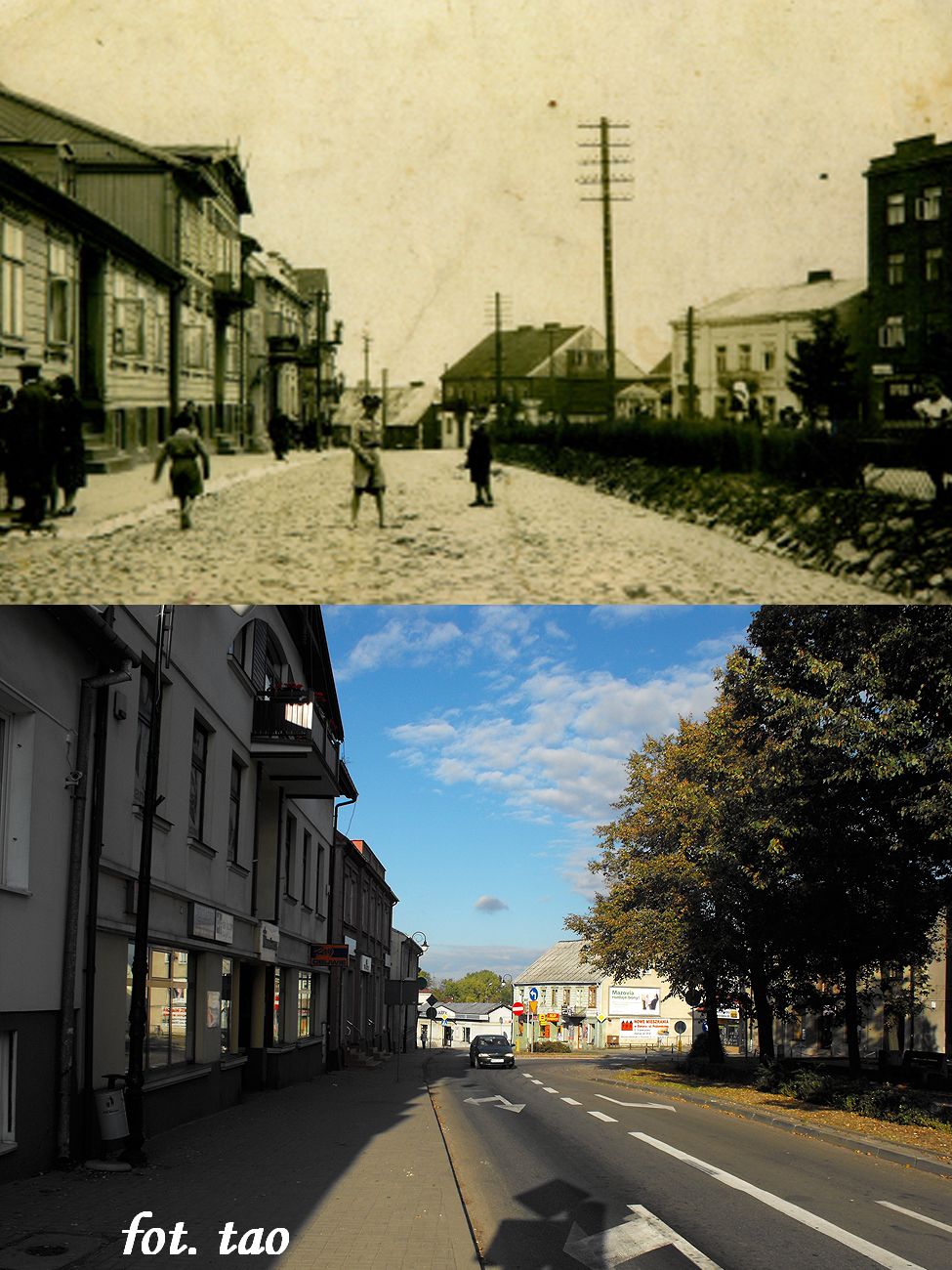 Ulica Piastowka w starej i nowej (2011 r.) fotografii.
