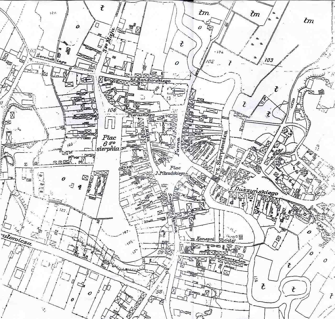Fragment planu miasta Sierpca z 1938 roku.